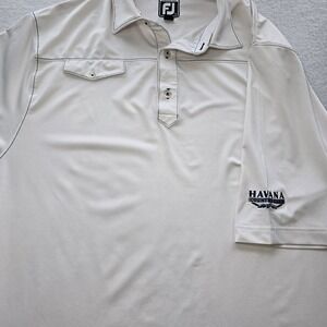 FootJoy Havana Country Club Golf Polo Shirt Mens L White Contrast Stitch Pocket